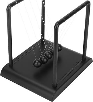 Newtons Cradle Balance Pendulum, 5 Large Beads Newtons Cradle Balance Balls Desk Toy, Fun Physics Science Swinging Ball Stress Relief Accessories Toy for Office, Bedroom