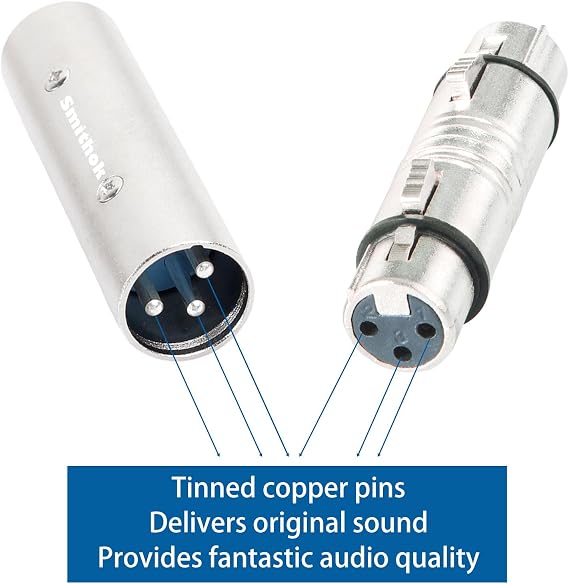 Smithok 4-Pack XLR Gender Connector Kit, 2 Male to Male & 2 Female to Female Couplers, for Mixers, Micphones & Amplifiers