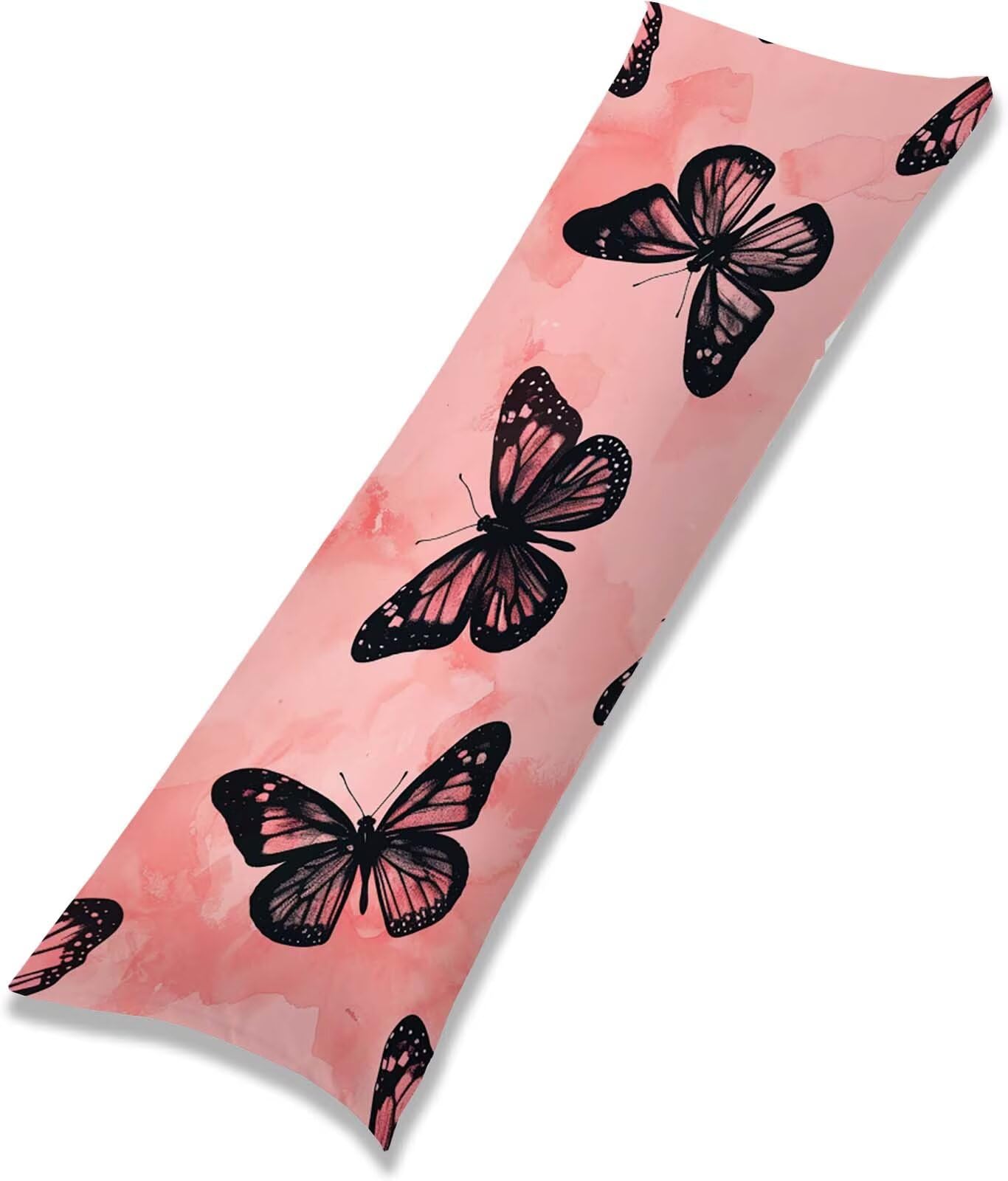 Rosa-14 Federe Cuscino Letto 50x150 cm, Grande Cuscini per Divano Velluto, | Doppia Faccia Stampa, Farfalla-2 Fodera per Cuscino Decorativa, con Cerniera, Cuscino per Dormire Sul Fianco j-140