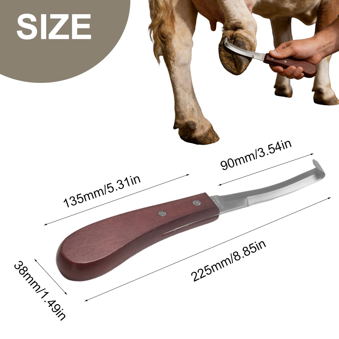 Herramienta para Recortar Pezuñas para Caballo, raspador de pezuñas de 22.5 cm diestros, Cuchilla de Doble Filo, Cuchillo para Pezuñas, para el Uso del Caballo de Ganado, ovinos
