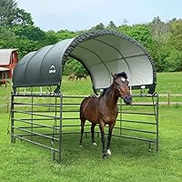 Vista 3 de ShelterLogic Sombra de ganado de refugio de corral verde con recubrimiento en polvo de 10' x 10