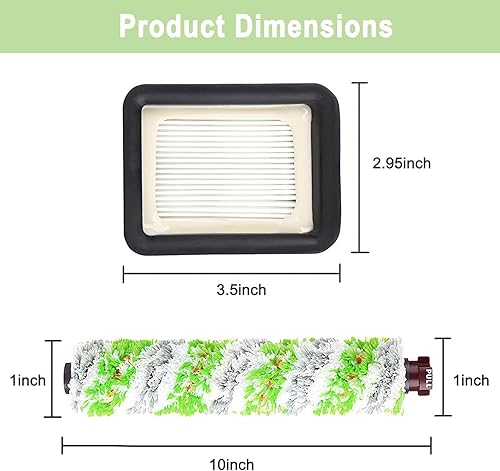 Miniatura 5 de Bvhonwe Paquete de 8 piezas de repuesto para aspiradoras Bissell CrossWave Pet Pro 2306A y CrossWave serie 1785, 4 rollos de cepillo 2460, 4 filtros