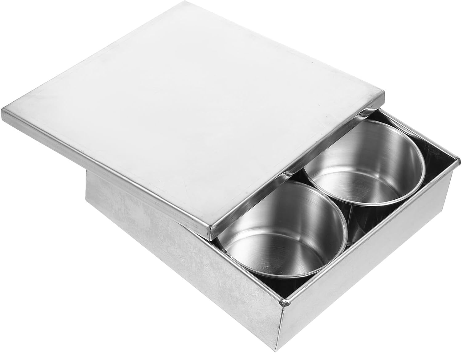 GLEAVI Stainless Steel Kitchen Seasoning Jar Set, 4-grid Square Condiment Storage Pot with Lid, Multi-functional Spice Container for Household Cooking