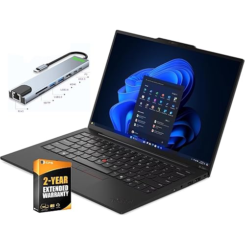 Lenovo Gen 13 ThinkPad X1 Carbon Aura Edition, Intel Ultra 7 258V, 14" 2.8K 2880x1800 OLED NonTouch 400nits 120Hz Display, Wi-Fi 7, 32GB RAM, 2TB SSD, FHD Cam, Win 11Pro, 2YR Ext Warranty & GIZPRO hub