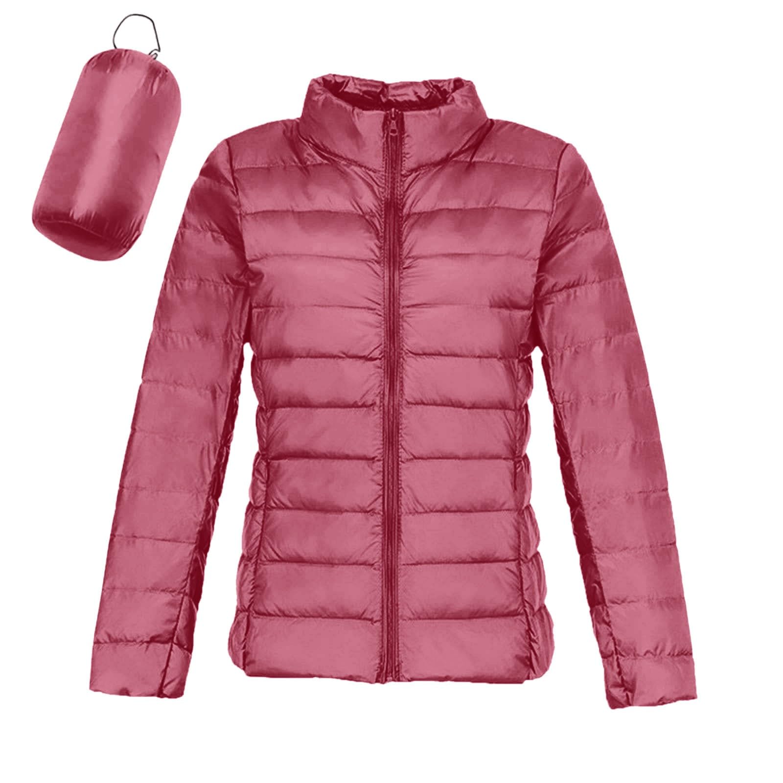 Chaqueta ligera y cálida para mujer, abrigo de invierno a prueba de sin capucha con aislamiento reciclado, abrigo de plumón de pato blanco cálido con capucha corta y delgada para invierno