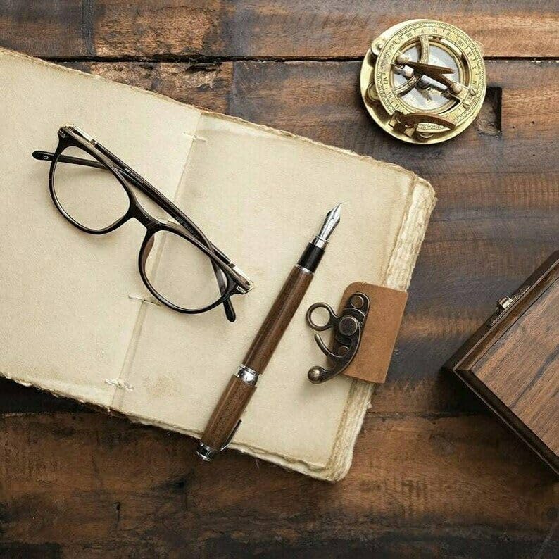 Image of DI-KRAFT Handcrafted A5 120 GSM Vintage Paper Printed Diary Leather Writing Diary With Buckle Lock Notebook Unruled Personal Diaries Leather Journal for Office - 5x7 Inch 200 Pages (Brown Quote3)