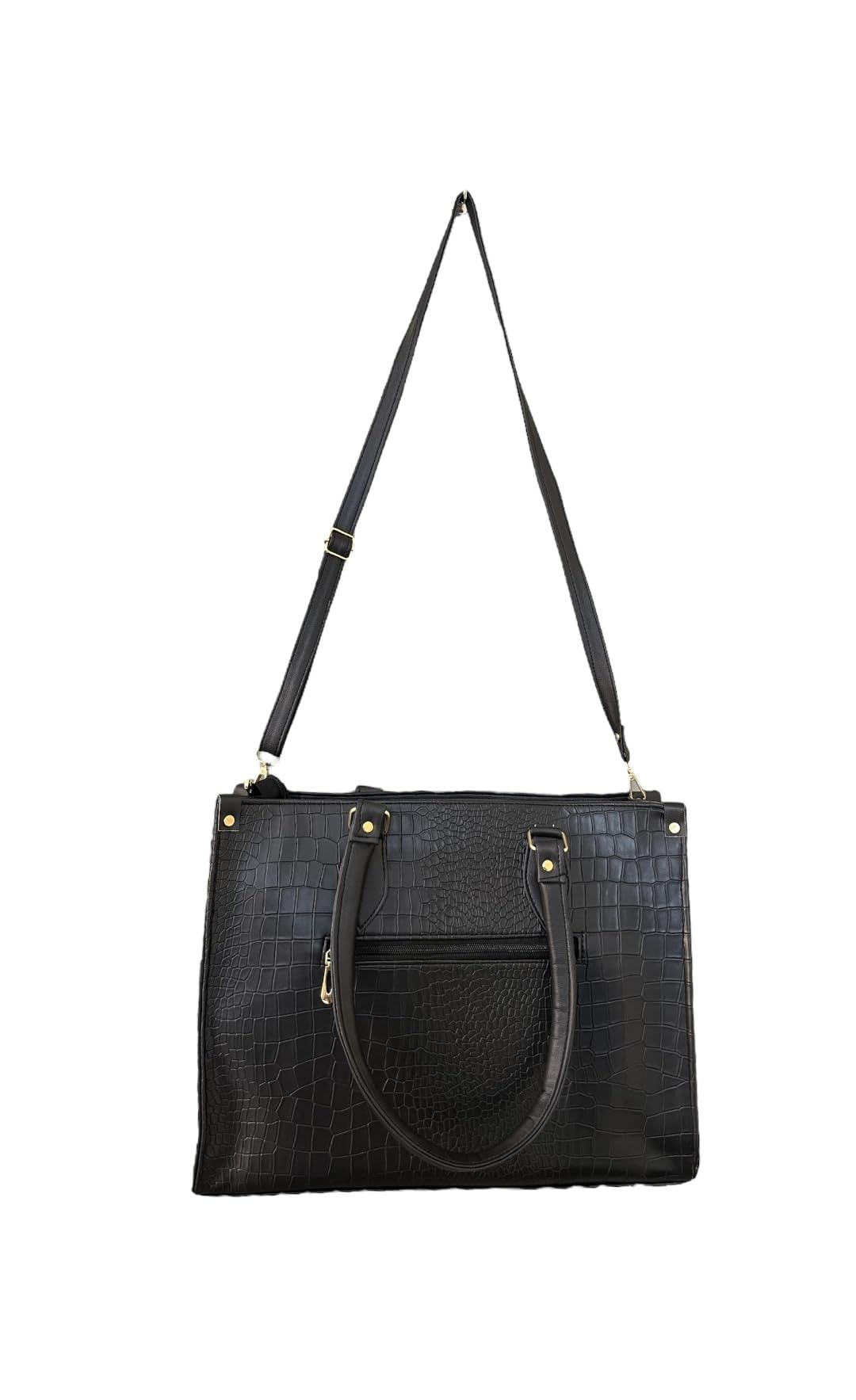 W2S Women's Solid Synthetic PU Leather Handbagf/Tote Bag with Zipper Closure and Strap for Office, College and Party (Black) 1