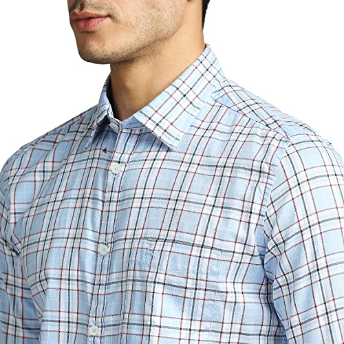 Image of Parx Men's Pure Cotton Checks Pattern Slim Fit Semi Cutaway Collar Full Sleeve Casual Shirt