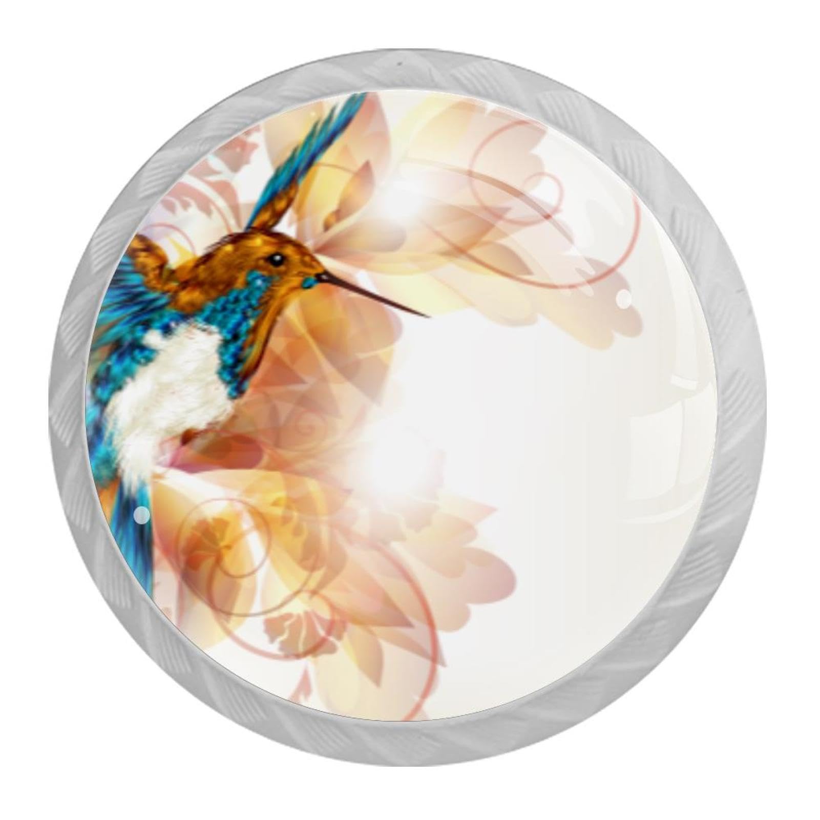 Tqmspg 4 Pieces Drawer Pulls Hummingbird Door Knobs Dresser Handles for Kitchen Wardrobe Cupboard Hardware Furniture