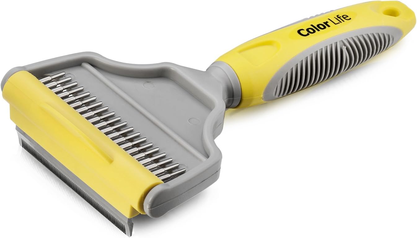 Life In Color Two Functions of Pet Comb De-Shedding Stainless Steel Blade Comb Brush for Pet