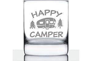 Happy Camper Whiskey Rocks Glass: Essential Camping Accessory