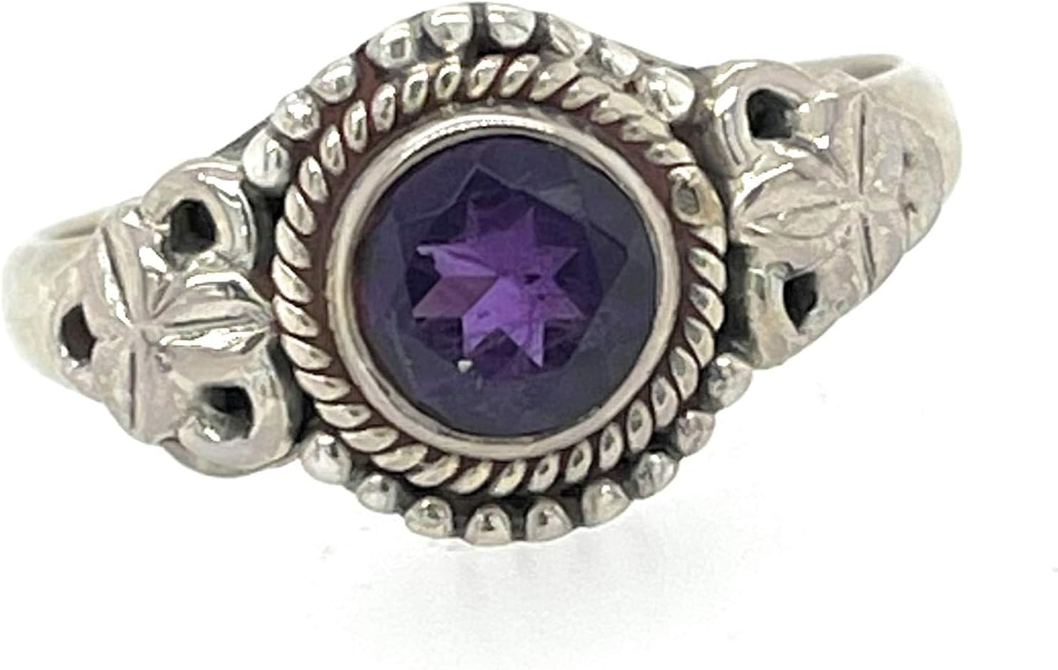 Natural 1ct Purple Amethyst 925 Solid Sterling Silver Filigree Engagement Ring Size 6, 7.75, 8.75