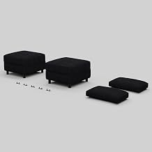 Belffin Modular Sofa Storage Ottoman with Pillow Set of 2 Corduroy Black