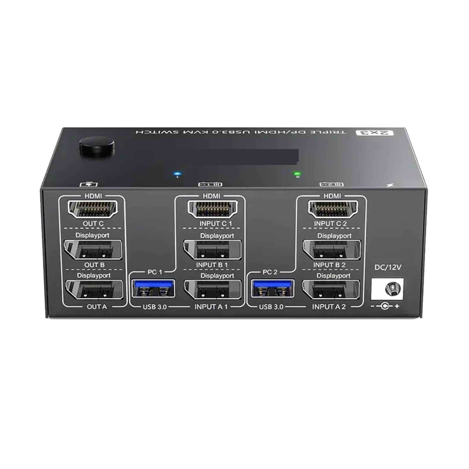 Przełącznik KVM USB 3.0 2 wejścia 3 wyjścia 3 monitory 2 komputery obsługa przełącznika 8K@30Hz 4K@144Hz USB 3.0 Displayport dla 2 komputerów Udostępnij