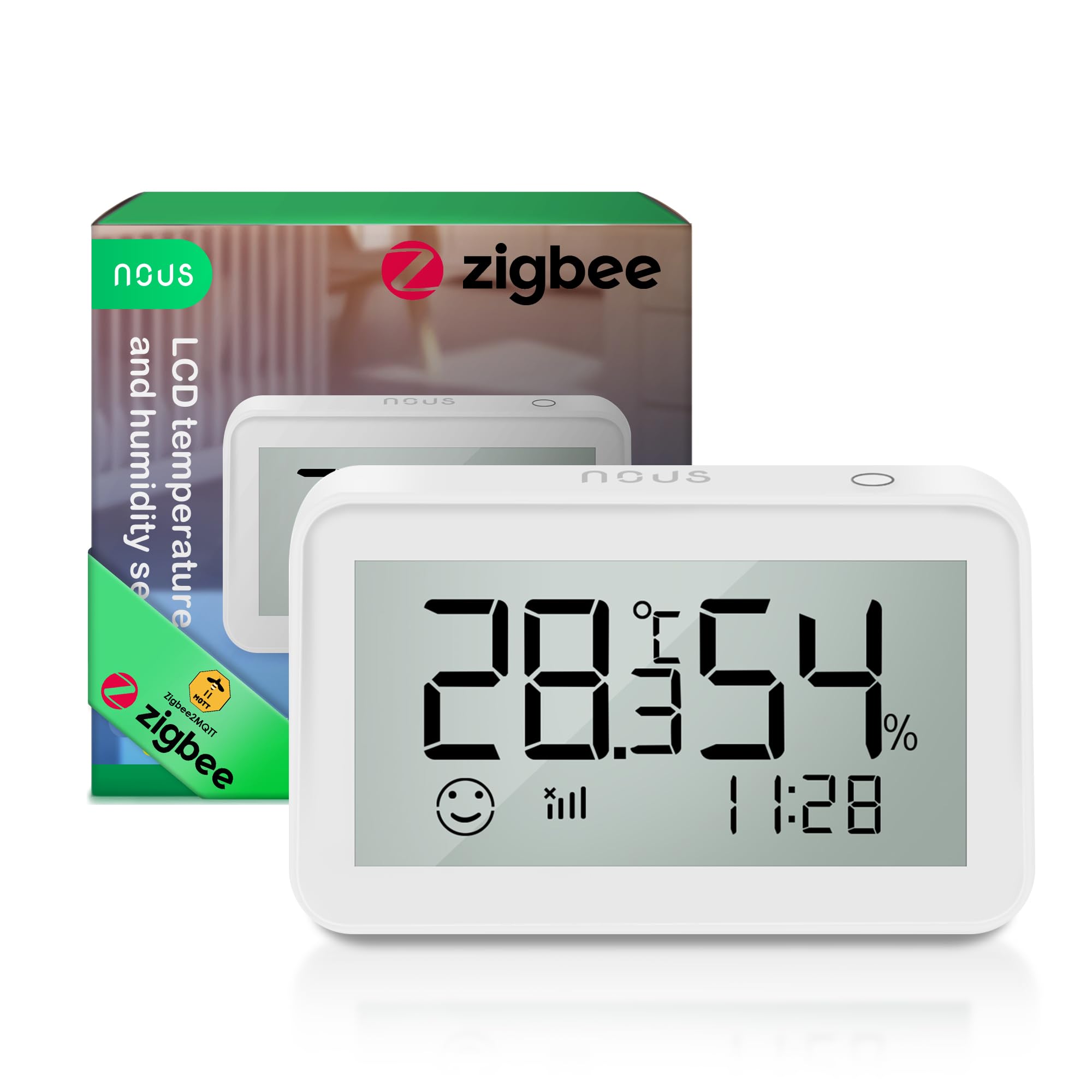 NOUS E6 Sensore di temperatura, termometro intelligente igrometro, sensore di temperatura ZigBee digitale Alexa ZigBee TUYA vita intelligente, MQTT, ZigBee2MQTT