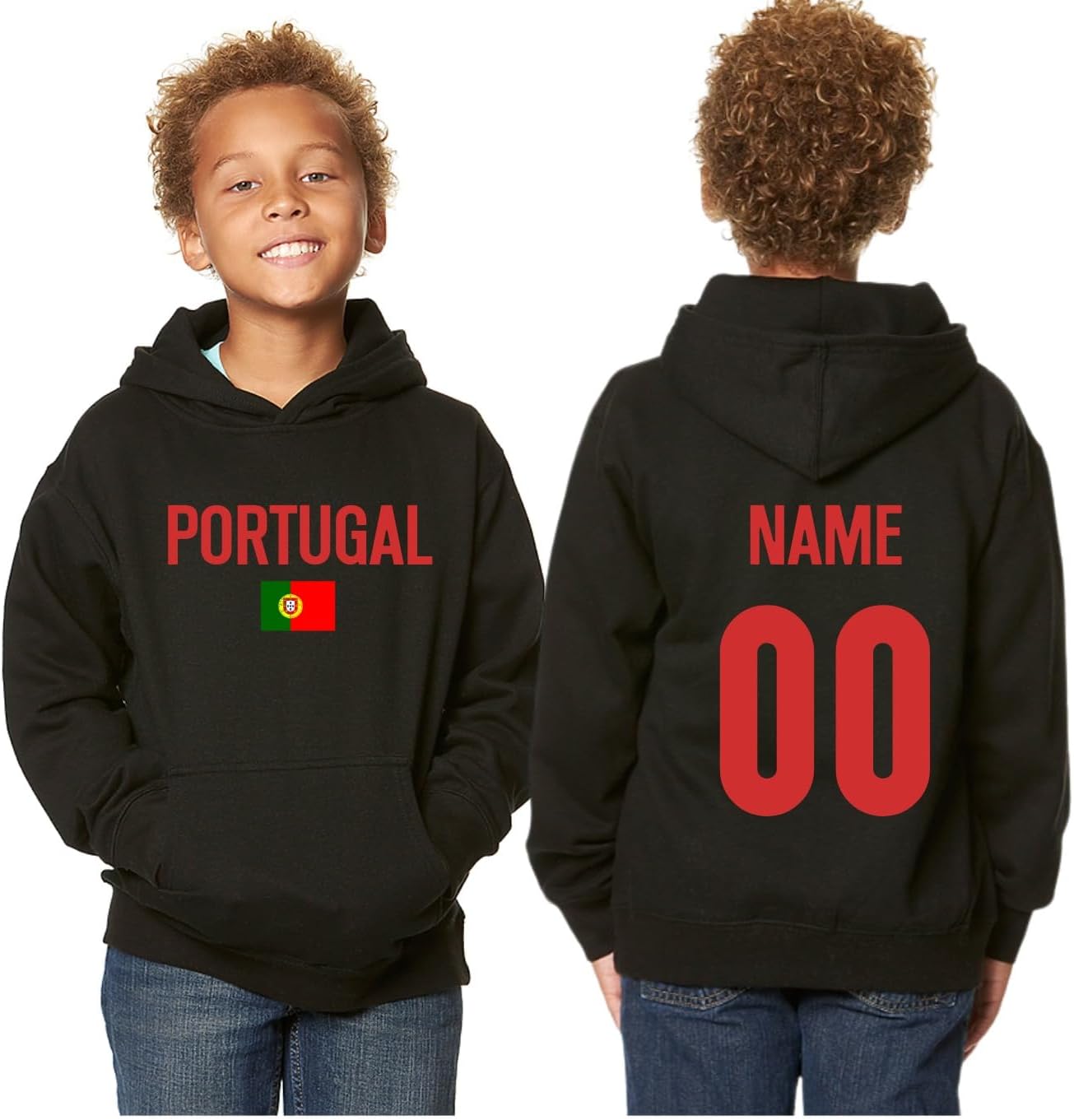 Personalized Portugal Flag Kids Hoodie