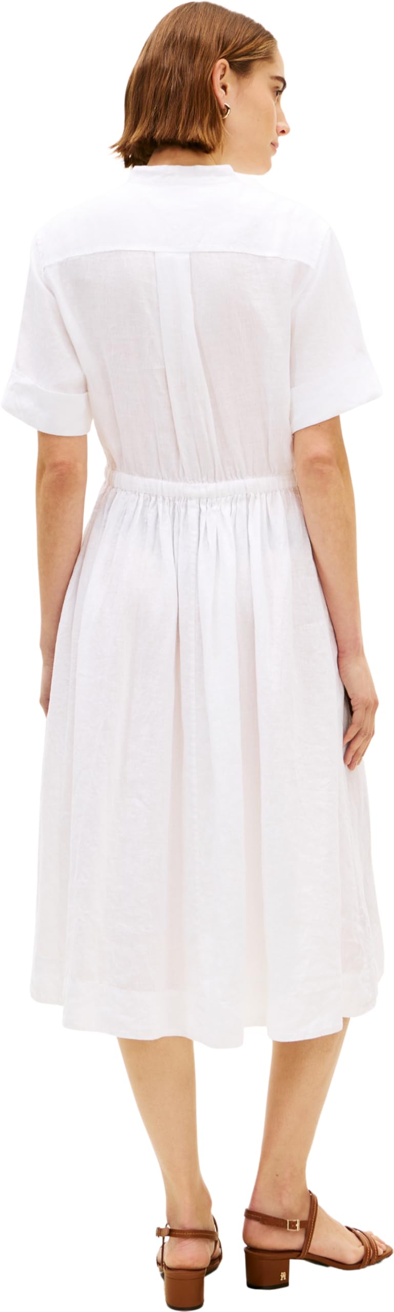 Tommy Hilfiger Ess Linen Midi SS Shirt Dress Ww0ww49633 Abito Camicia Donna (Pacco da 1)