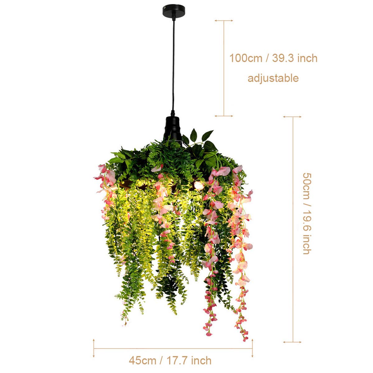 GDLight Pastoral Grüne Rebe Pendelleuchte Simulation PVC Pflanzen Hängeleuchten Romantische Kronleuchter für Esszimmer Bar Cafe Restaurant Dekoration, E27