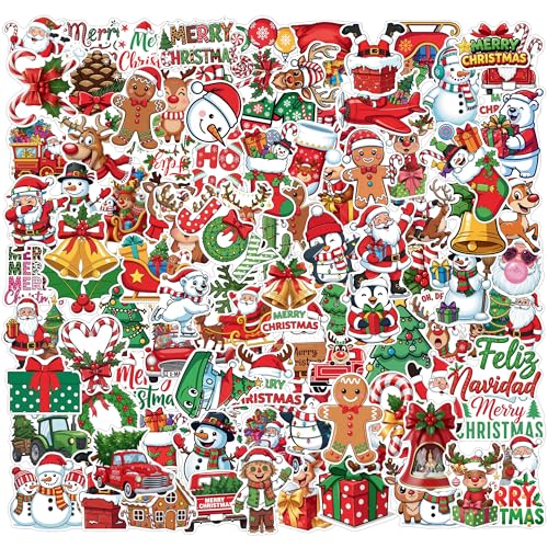 100PCS Christmas Stickers | Xmas Stickers Christmas Decorations Party Favors Gift Idea for Kids Teen Adult Accessories Party Favors Goodie Bags Stocking Stuffers Reindeer Snowman Winter Santa Claus
