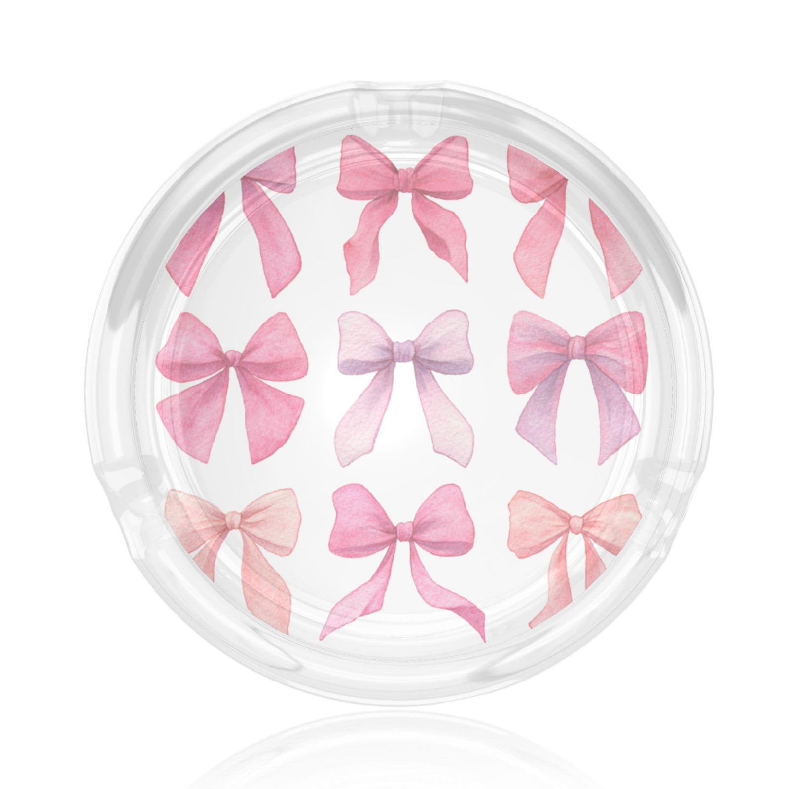 Adorable Pink Coquette Ribbons Glass Ashtray For Cigarettes Ash Trays Case For Home Office Decor