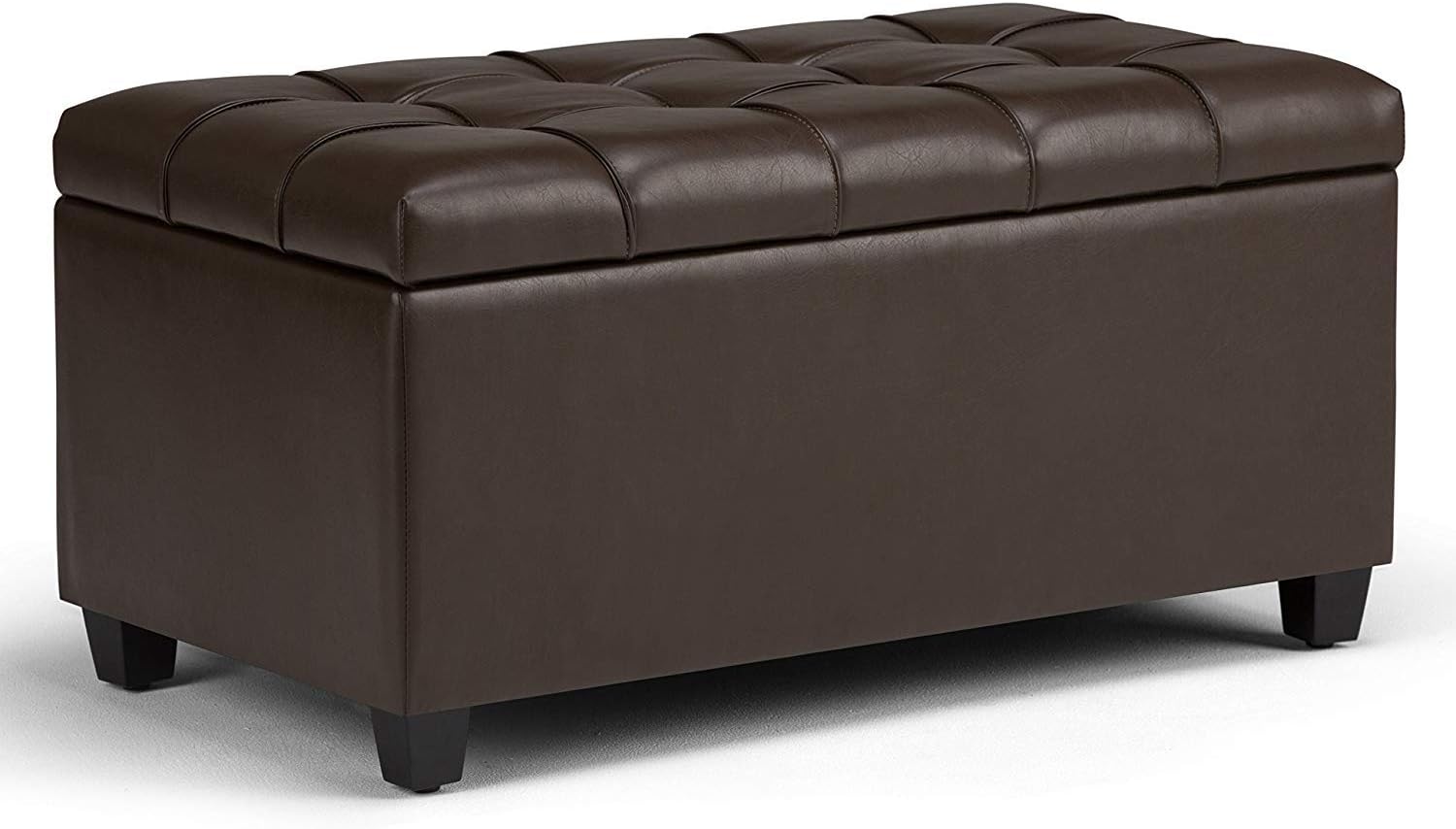 Modern Home 1 Seater Luper Tufted Storage Ottoman Pouffes with Storage Brown Color Leather Standard Size