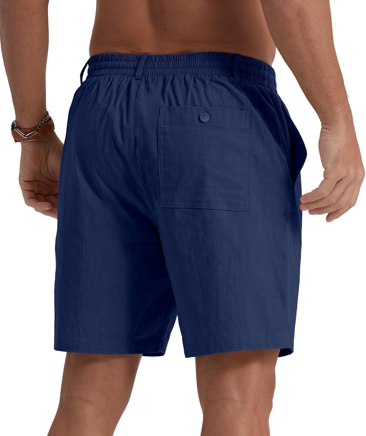 Sailwind Men's Linen Shorts 7" Casual Elastic Waist Drawstring Summer Beach Shorts - Image 6