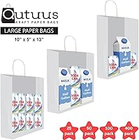 Vista 19 de Qutuus Bolsas de regalo de papel negro con asas, 50 unidades de 8 x 4.5 x 10 pulgadas, bolsa de papel kraft negro con asas a granel para compras