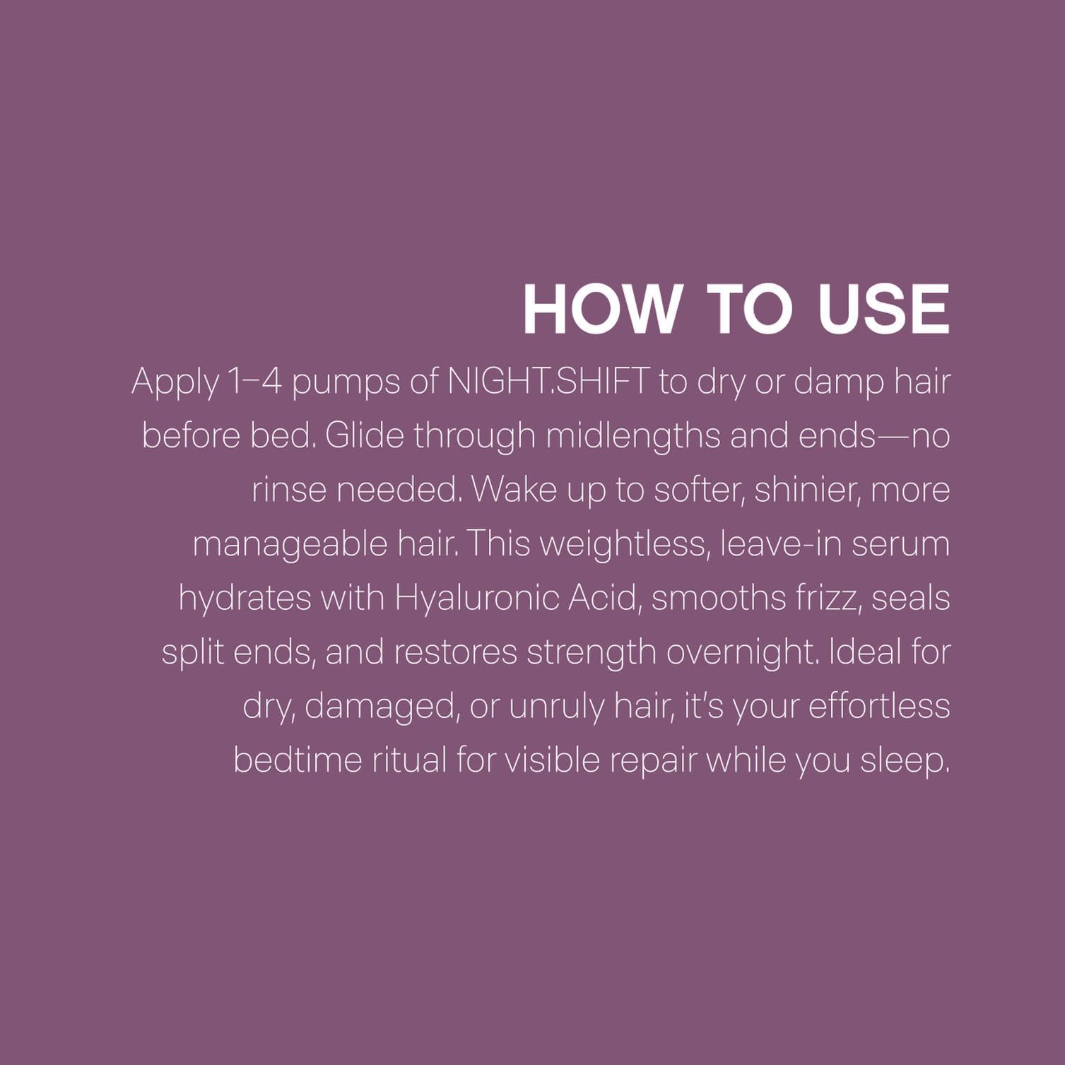 KEVIN.MURPHY NIGHT.SHIFT lekkie serum do włosów na noc, wspomaga nawilżenie i miękkość, pielęgnacja włosów zawiera kwas hialuronowy i australijską śliwkę kakadu, 100 ml