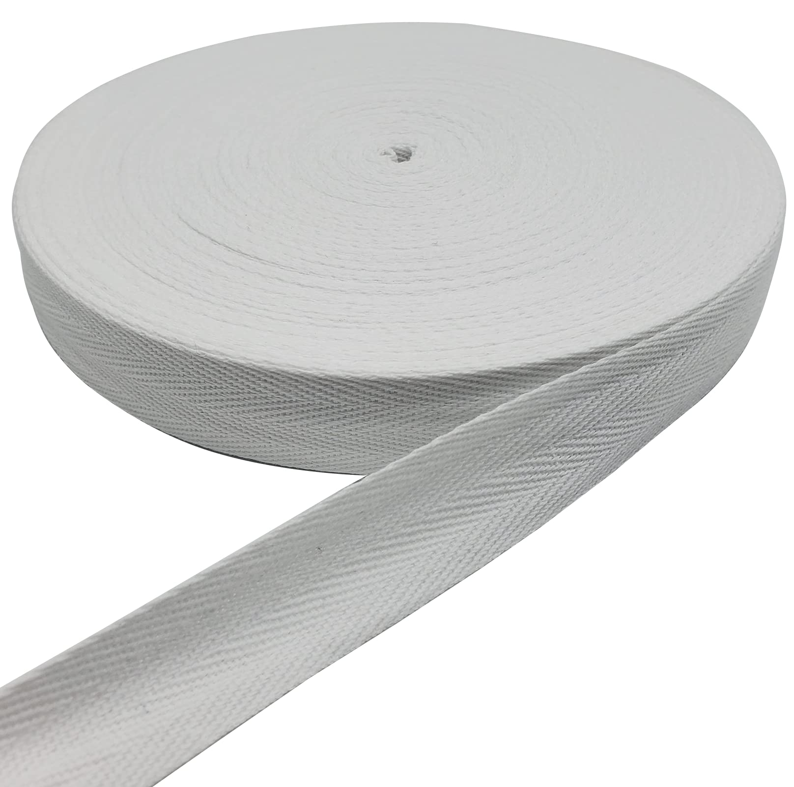 Cinta de espiga de 50 yardas, cinta de sarga de algodón para costura, cinta natural al bies para manualidades (blanco, 1 pulgada)
