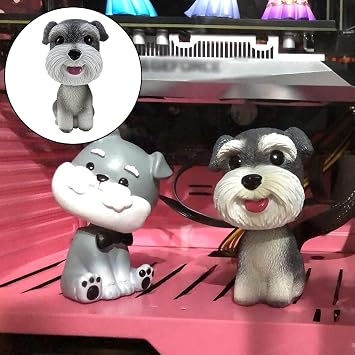 Dog Bobblehead Schnauzer Mini Figurine Bobble Head Dogs Car Dash Ornament Cute Shaking Head Nodding Dog Puppy Figurine for Car Vehicle Decoration