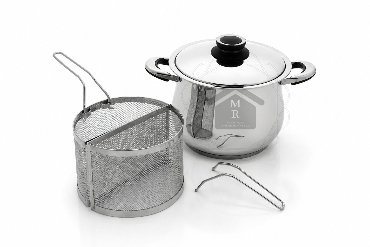 Generico Set Cuocipasta Doppio Cestello Acciaio Inox 18/10 Induzione - Linea Saturno Officine Prandelli