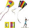 2 Pieces Pocket Kite For Children, Rainbow Kite Kids Adult Colorful Pocket Kite with Long Tail, Easy Flyer Kite, Beach Game Outdoor Activities for Beginner, Gift to Boys Girls