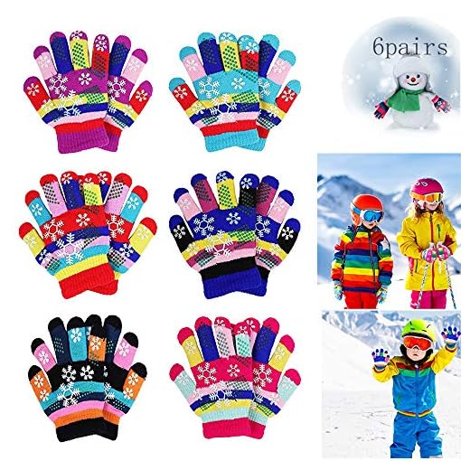 MEISHANG 6 par barn vinterhandskar vantar för barn, vintervarma stickade handskar, barn varma handskar, stretch hela fingerhandskar, handskar barn