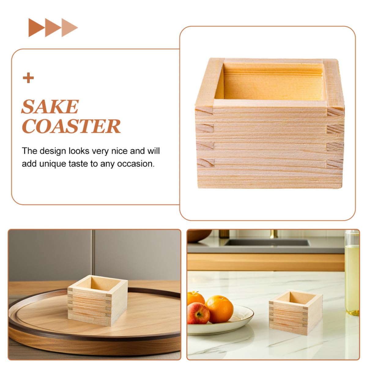 GALPADA Japanische Sake Holzkiste aus Holz mit Quadratischem Becherhalter Praktisch zum Aufbewahren und Einfach zu Reinigen für Teepartys 