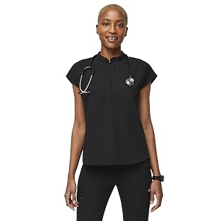 FIGS Rafaela Oversized Scrub Top for Women — Mandarin Collar, Shirttail Hem, 3 Pockets, 4-Way Stretch - Amazon product rated Grade A
