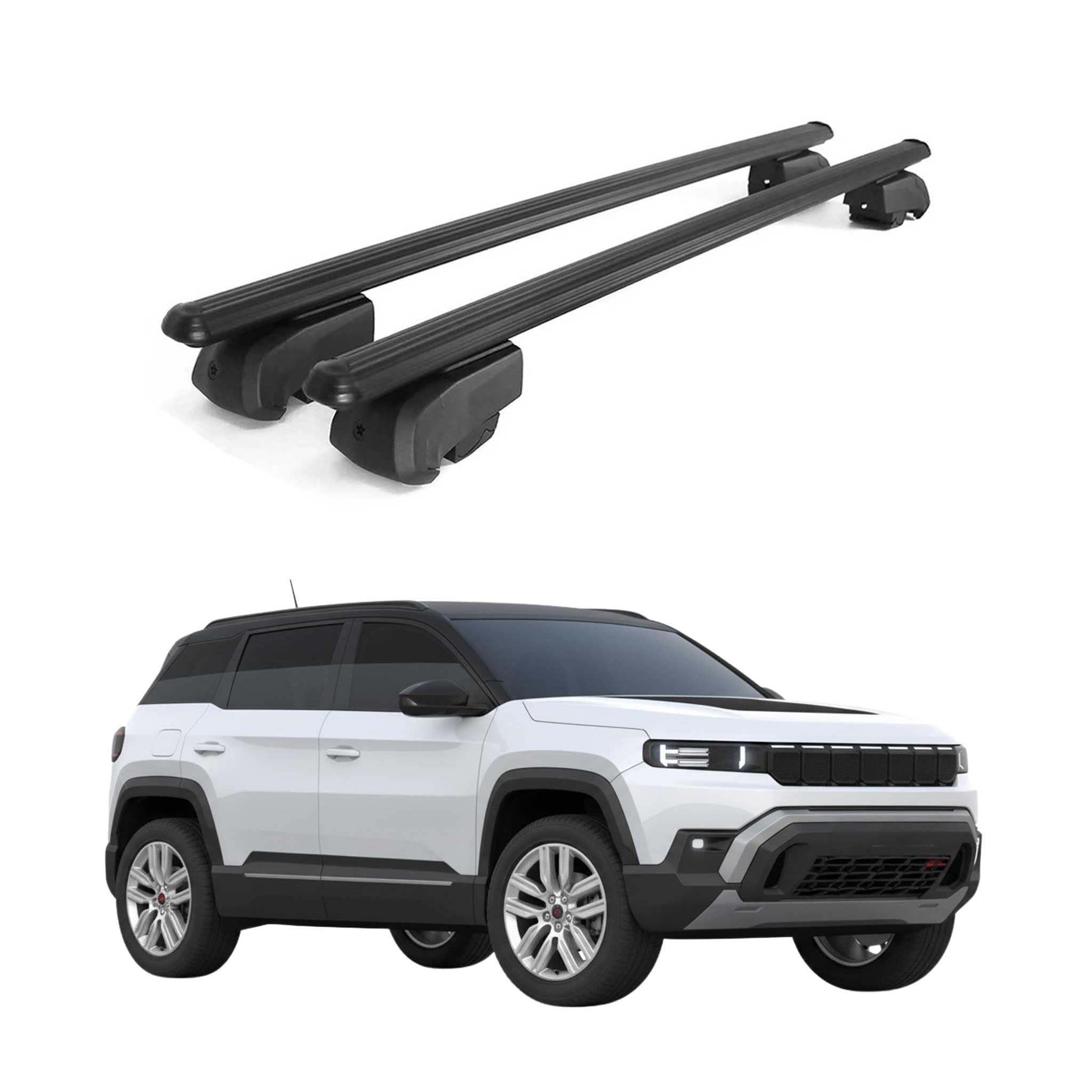 OMAC Dachträger Grundtäger kompatibel mit Jeep Compass III J4U ab 2026 75kg Aluminium Schwarz 2X