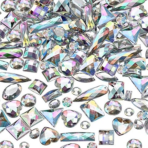 500 Piezas de Gemas de Costura Cristal Acrílico de Costura Diamante de Imitación de Formas Mixtas para Coser Ropa Adornos de Abalorios Cover