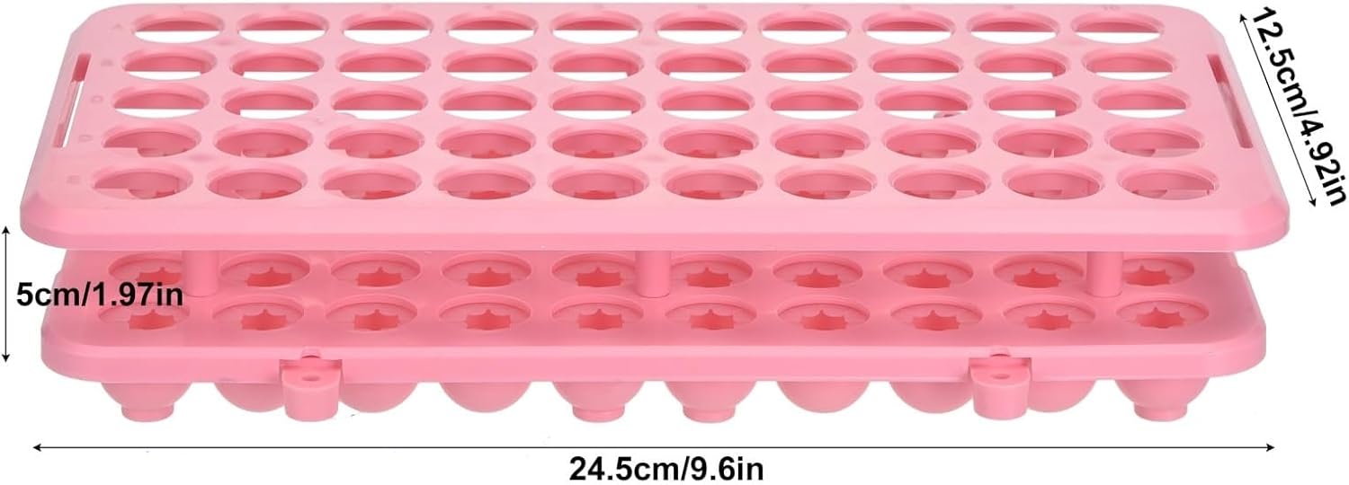 Tube Rack 2Pcs Plastic Centrifuge Tube Rack 50 Holes Aperture 18mm Science(Pink)