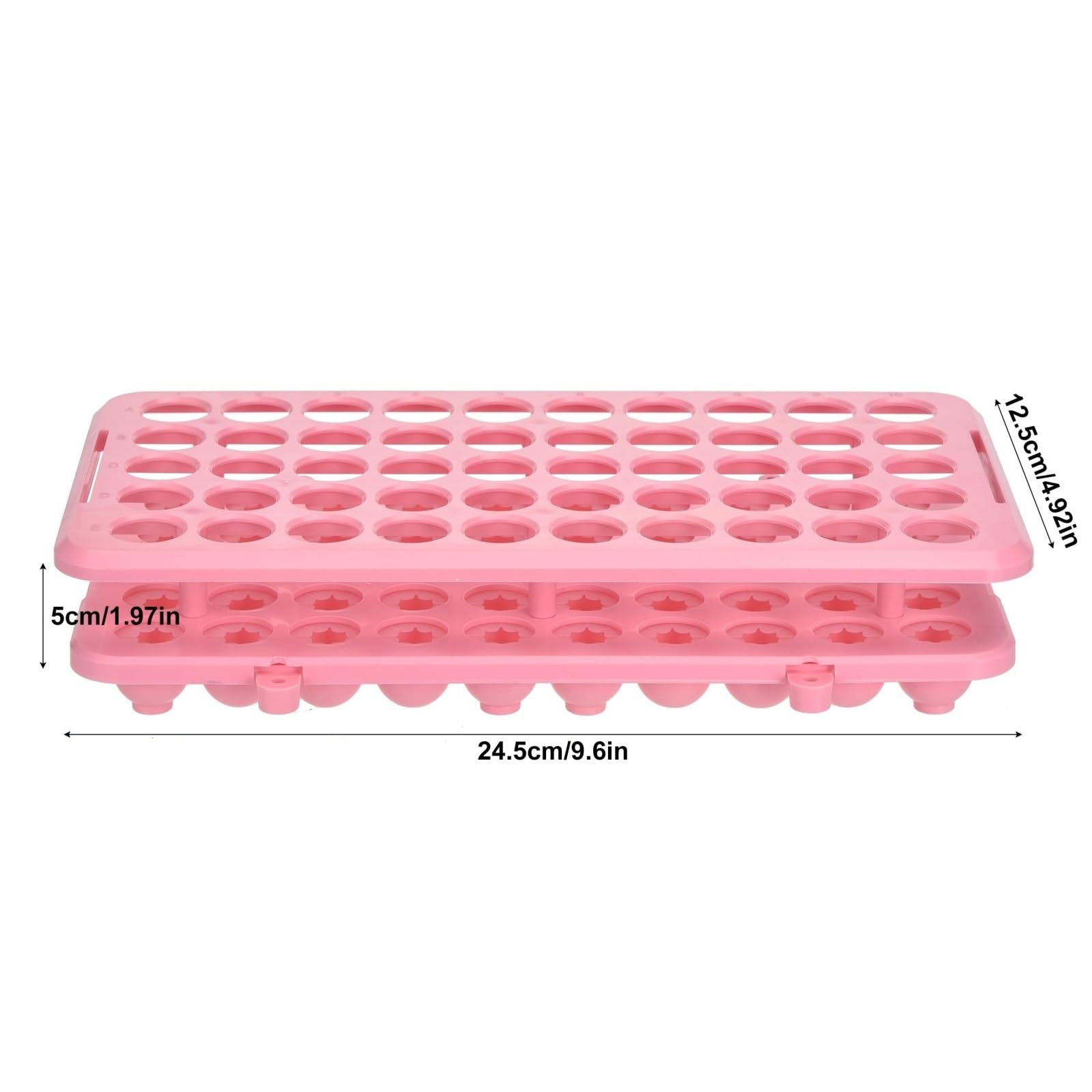 Gradilla De Tubo De Ensayo para Laboratorio 2 Soportes De Plástico For Tubos Centrífuga con 50 Orificios Y Apertura 18 Mm(Pink)