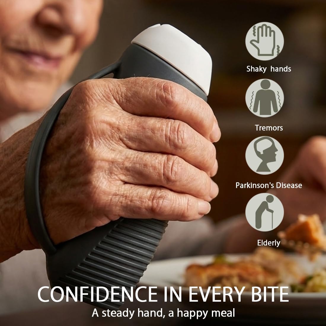 Adaptive Utensil Holder Eating Assistance Cuff Universal Soft Easy Grip Handle Tool for Elderly Fits Forks Spoons Pens 1-Pack