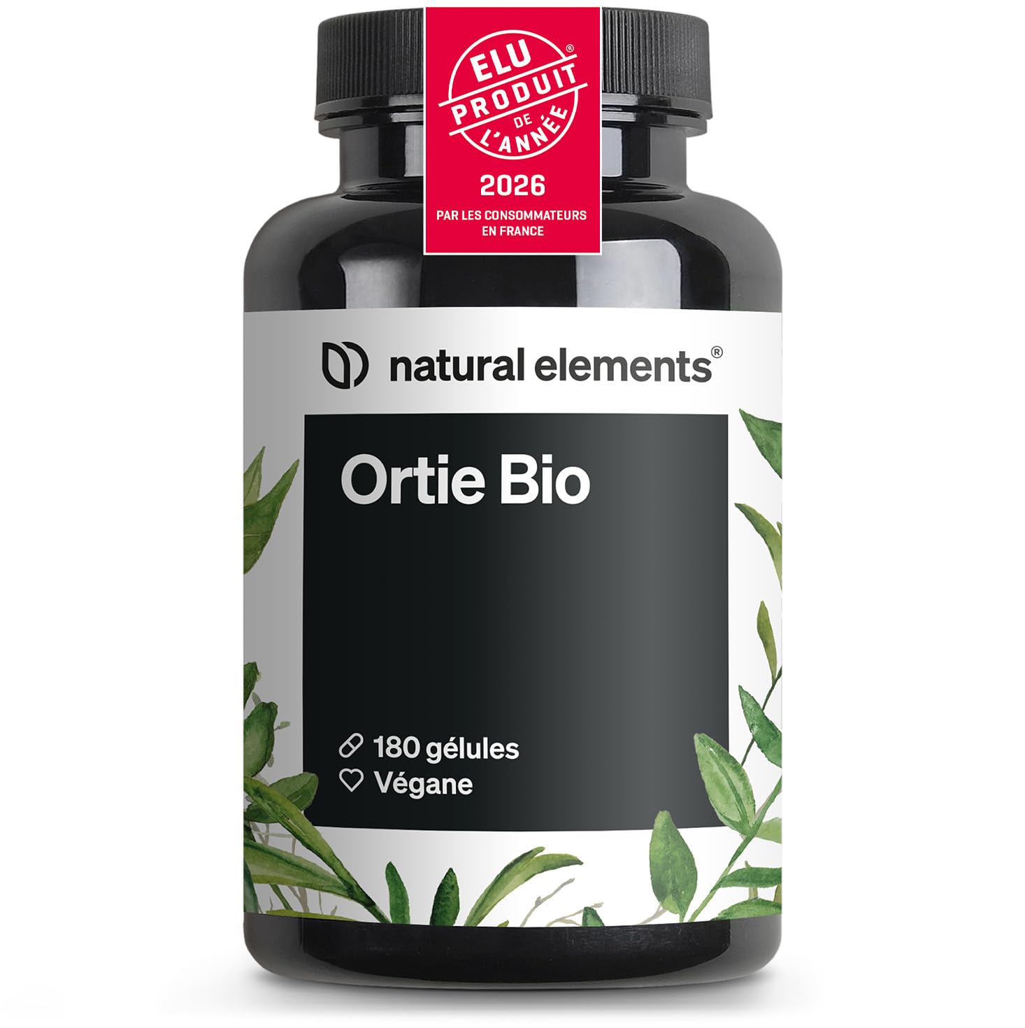 Ortie Bio – 180 gélules – extrait de feuilles d’ortie 10 : 1 – végane, hautement dosé, sans additifs inutiles – fabriqué et contrôlé en laboratoire en Allemagne