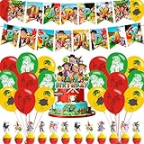 ELZEM Zenon Farm Party Decorations,Superstars Zenon Farm Birthday Party Supplies Includes Banner - Cake Topper - 24 Cupcake Toppers - 18 Balloons, Blue
