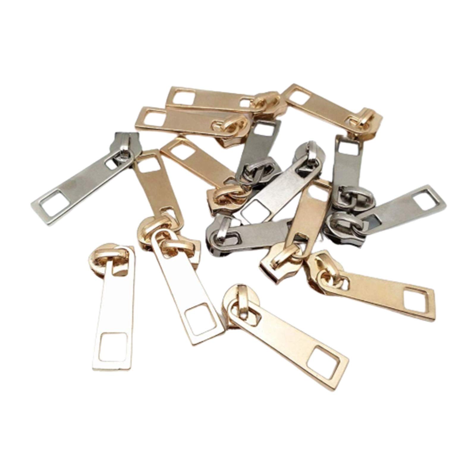 Tiradores de cremallera, repuesto de tirador de cremallera, simple y elegante, 100 piezas, n.° 5, metal, nailon, dorado y plateado, tirador de cabeza deslizante for cremallera, bricolaje, bolsa de man