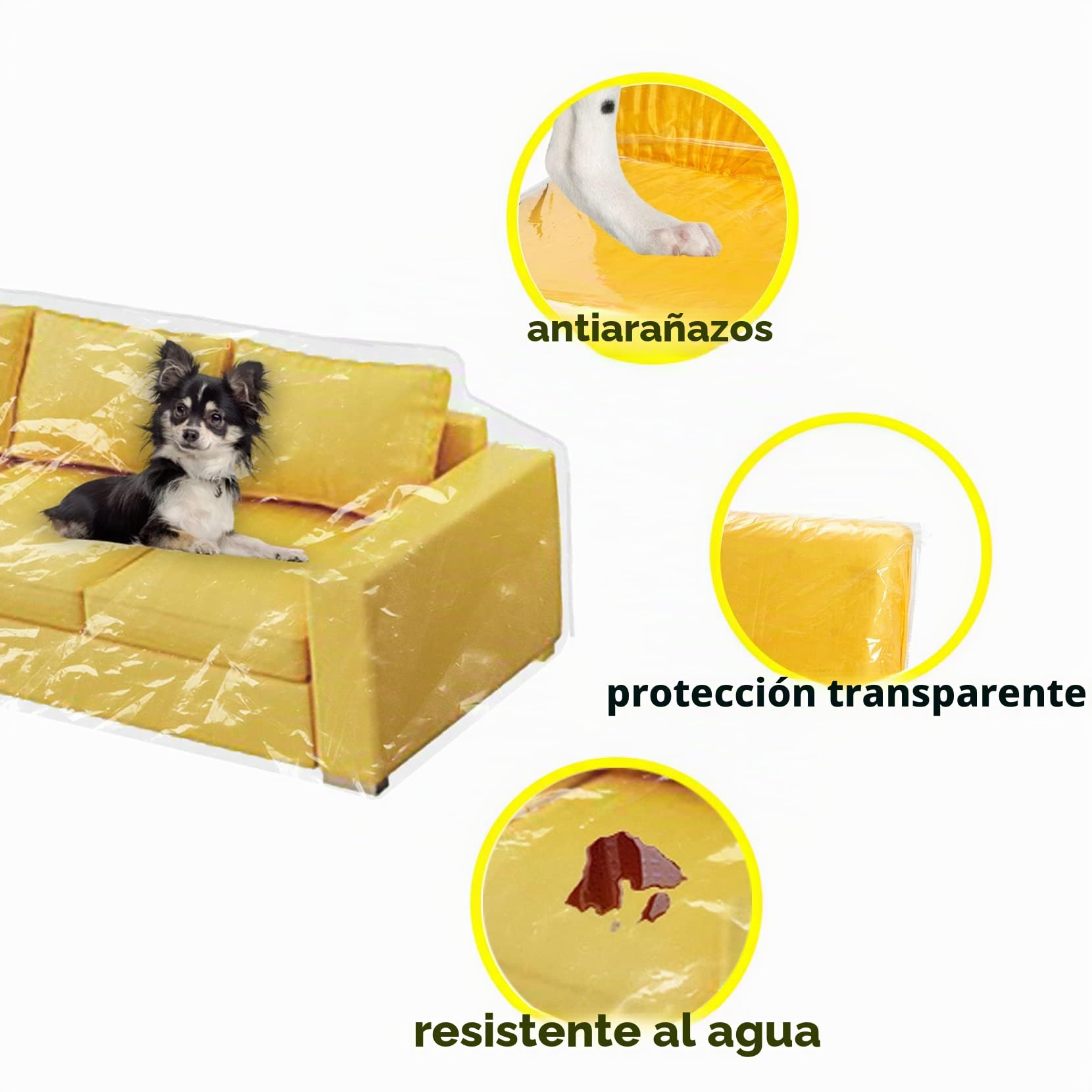 wokire Funda de sofá de plástico Resistente, Impermeable, más Gruesa, Transparente, protección contra Mascotas, Gatos y Perros, Funda de sofá de Vinilo para Almacenamiento y mudanza (sofá, 1 Unidad)