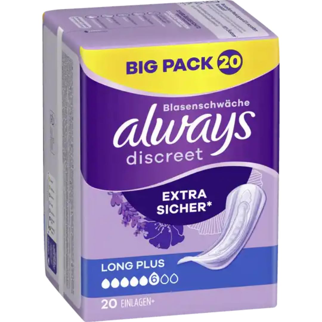 Discreet Inkontinenz Long Plus Big Pack Binden Pads Damenbinden 20 STÜCK x 5 Packungen