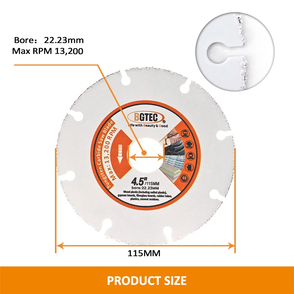 Snapklik.com : Carbide Wood Cutting Disc,3pcs 4-1/2 Inch/115MM Vacuum ...