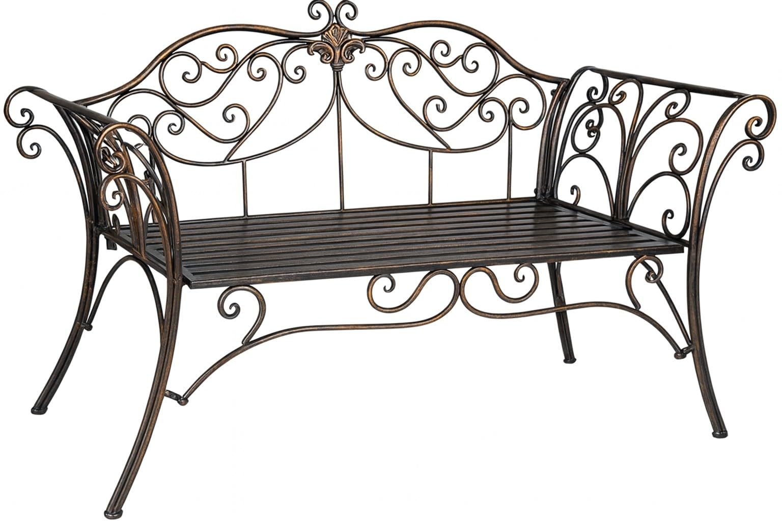 Biscottini Panca da Giardino - Panchina da Esterno - Divanetto in Ferro Bronzato - Panchina da Giardino 135x50x92 cm - Panche da Giardino in Metallo - Seda 2 Posti - Panchine Ghisa