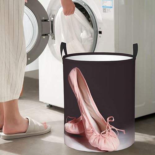 Miniatura 7 de Cesta circular con estampado de zapatos de ballet, impermeable, cesta organizadora de almacenamiento con asas, para ropa, juguetes, tamaño mediano
