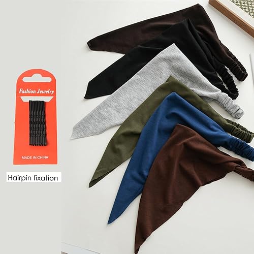 Miniatura 2 de 6 piezas de bufanda grande para el cabello, bandanas para mujeres, bufanda, diademas largas bohemias con clips para mujeres y niñas