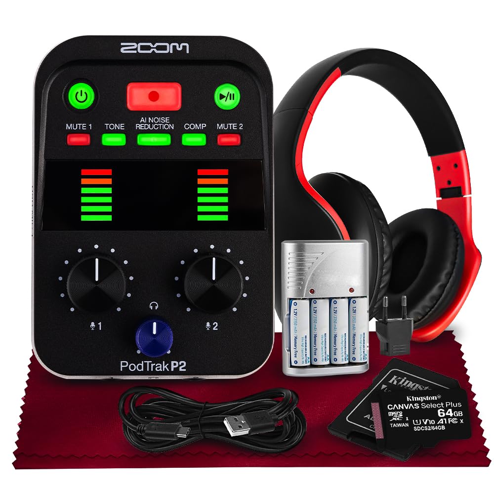 Amazon.com: Zoom Podtrak P2 Portable Podcast Recorder – 2 USB Mic